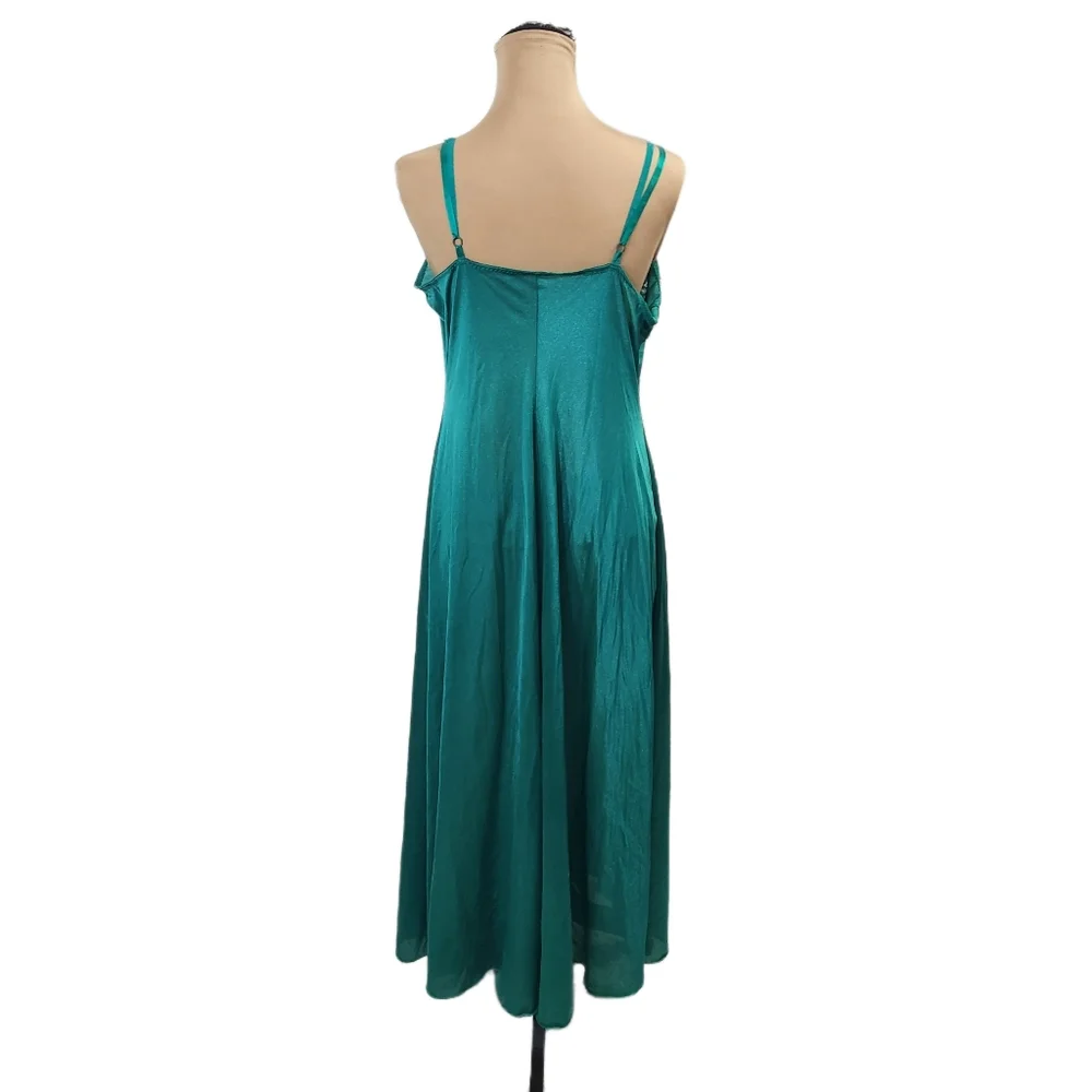 Vintage Teal Slip and Sheer Robe Set - Picture 6 of 15